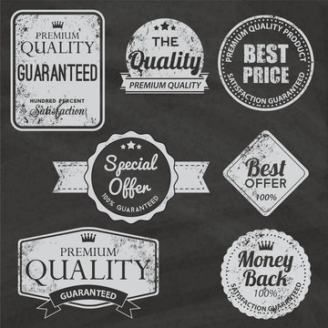 Set of vintage chalkboard bakery logo badges and labels for retro design