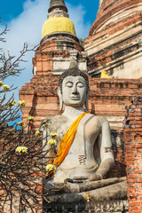 Close up of Wat Yai Chaimongkhon, Ayuthaya, Thailand