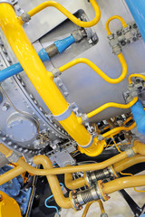 technical gas pipes outside of the industrial gas turbine