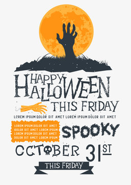 Halloween party design text and layout for october. Vector illustration.