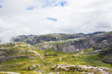 Fototapeta na wymiar Cliffs in Majestic hanging stone, Kjerag, Norway