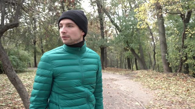 Man Looks Around and Afraid