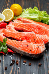 Fresh Raw Salmon Red Fish Steak