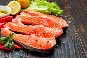 Fresh Raw Salmon Red Fish Steak