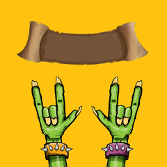 Zombie hand shows rock n roll gesture