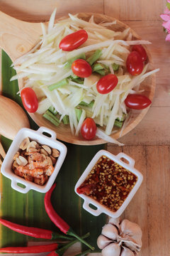 Spicy papaya salad is delicious ,thai food.