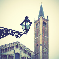 Bell tower of Cathedral in Parma - obrazy, fototapety, plakaty