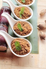 Brown sugar with natural sweet and cane.