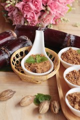 Brown sugar with natural sweet and cane.