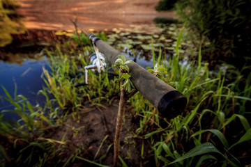 Заброшенная удочка для ловли рыбы