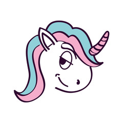 cute unicorn drawn icon vector illustration design
