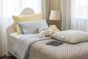 modern blue color tone bedroom