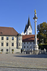 Obraz premium Residenzplatz mit Residenz, Mariensäule und Dom, Eichstätt