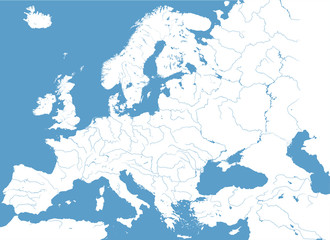 Naklejka premium high detailed vector map of Europe main rivers