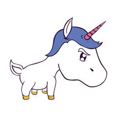 cute unicorn drawn icon vector illustration design