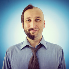 Conceptual two sides face portait photo of a man