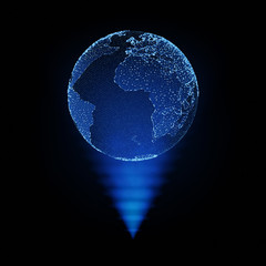 3d hologram globe. Technological digital globe world