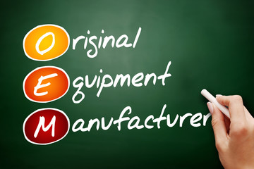 Hand drawn OEM Original Equipment Manufacturer, business concept on blackboard