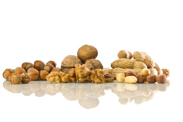 Fototapeta na wymiar Assorted Nuts on white