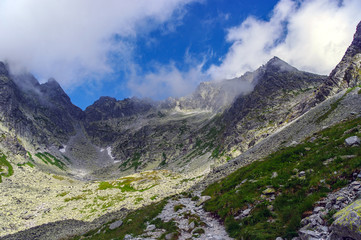 Beautiful scenery of mountain trail. Tatry. Slovakia