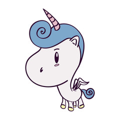 cute unicorn drawn icon vector illustration design
