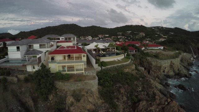 Luxury real estate scenic aerial paradise, St. Barts, Caribbean Islands.