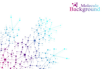 Structure molecule atom dna and communication background. Concept of neurons. Connected lines with dots. Illusion nervous system. Medical scientific backdrop. Vector illustration.