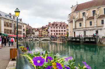 The Palais de l'Isle and Thiou river in Annecy, France