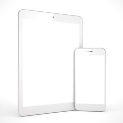 Tablet and smartphone on a white. 3d rendering.