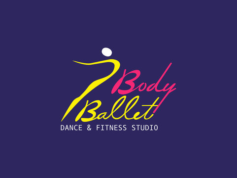 Dance icon concept. Ballet studio logo design template. Fitness dance class banner background with symbol of abstract ballerina in dancing pose. Modern bright color. Vector illustration.