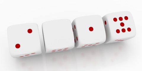 2017 Merry Christmas and Happy New Year ,3d render of a white dice on white background