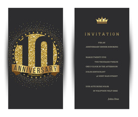 10th anniversary decorated greeting card template.