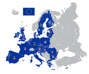 European union map with country flags