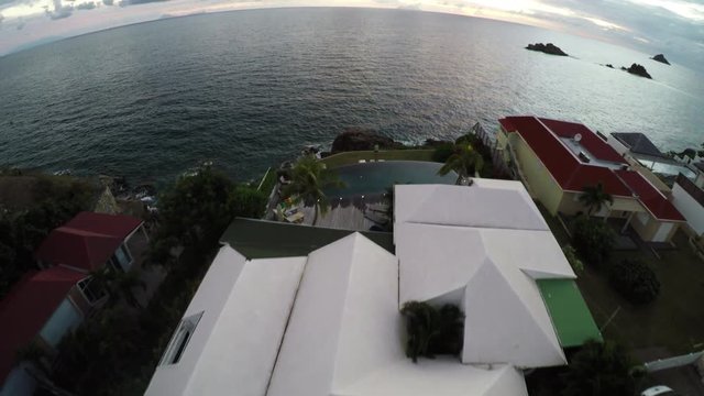 Luxury real estate scenic aerial paradise, St. Barts, Caribbean Islands.