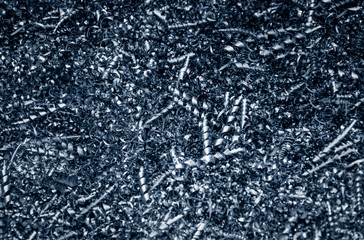 Closeup twisted spiral steel shavings