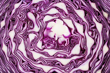 Obraz premium Texture of red cabbage, Scotch kale or purple cabbage
