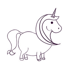 cute unicorn drawn icon vector illustration design