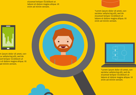 Yellow Data Analysis and User Search Infographic Template