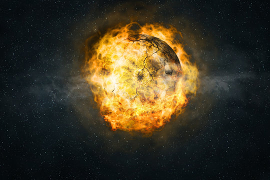planet burning in flames