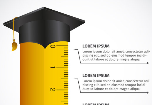 Ruler and Graduation Cap Element Education and Graduation Infographic