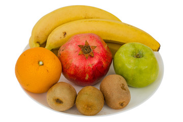 Healthy Eating. Seasonal organic raw fruit, isolated on white ba
