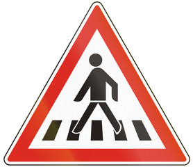 Road sign used in Hungary - Pedestrian crossing
