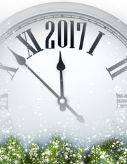 Naklejka na ściany i meble 2017 year background with clock.