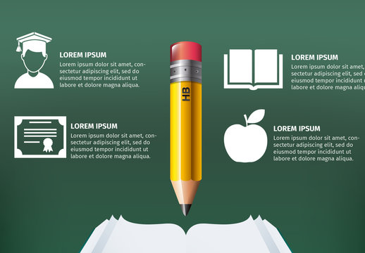 Desk and Blackboard Element Education and Graduation Infographic