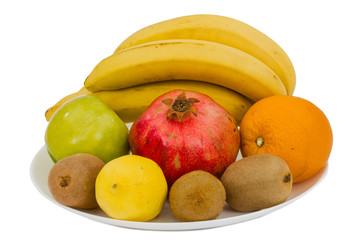 Composition of various exotic fruits, isolated on white backgrou