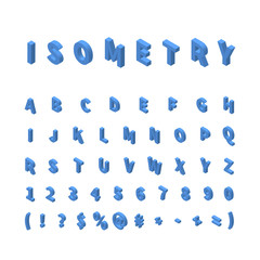 Blue isometric font isolated on white