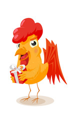 Cute Character for the Chinese New Year. Vector illustration of rooster, symbol of 2017 on the Chinese calendar
