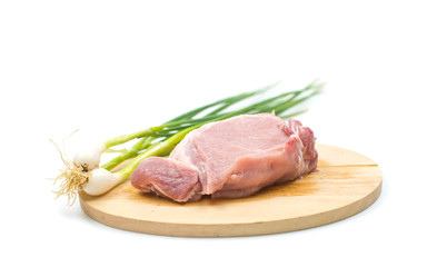 raw meat on white background