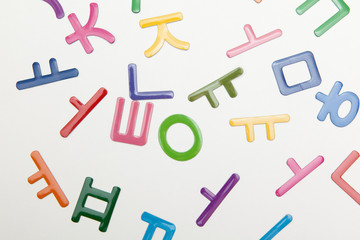 colorful letters of korea on white backgrounds