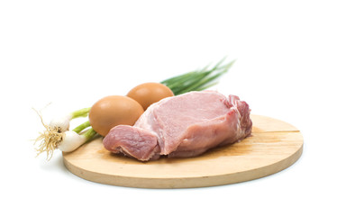raw meat on white background